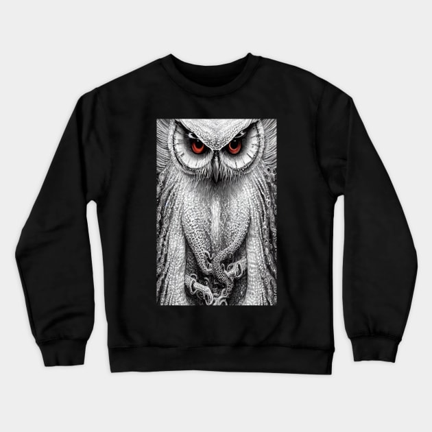 Owl Eyes Illustration Crewneck Sweatshirt by Mitchell Akim